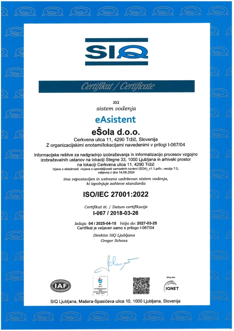 Varnost na prvem mestu – uspešno smo prestali prehod na najnovejši standard ISO/IEC 27001:2022